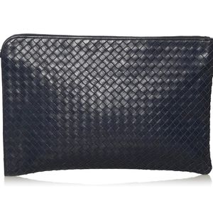 Bottega Veneta Black Intrecciato Leather Clutch Bag